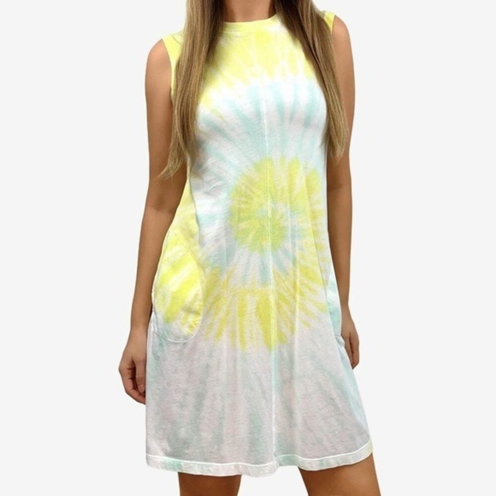 ATM Tie Dye‎ Mini Dress Size S Sleeveless Cotton Summer Easy Fit Pockets